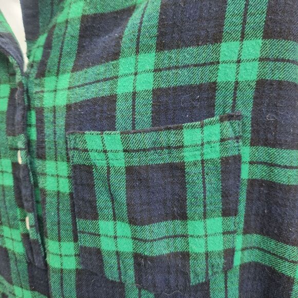Latuza Cotton Flannel Maxi-Nightgown-L-Tartan Xmas Plaid-Navy/Green-Oversized - Picture 6 of 12